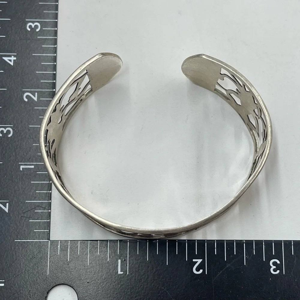 Vintage El Salvador 900 Sterling Silver Cuff Bracelet Cutout Dancer Motif - Picture 5 of 8